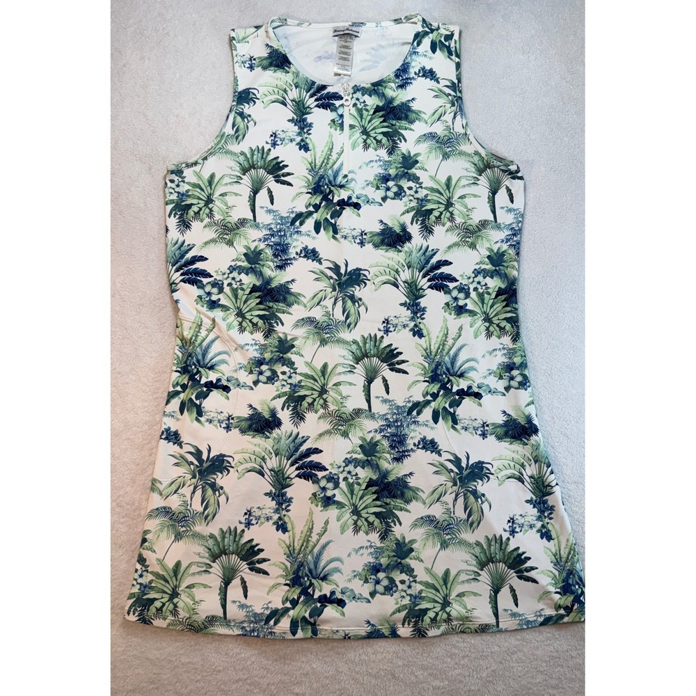Tommy Bahama Tropical Palm Print Sleeveless Quarter Zip Active Dress SS500231